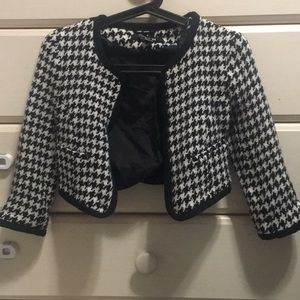 Cropped stitched houndstooth jacket